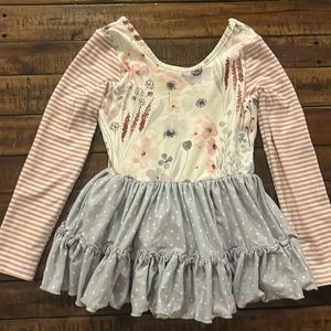 Cheeky Plum Winter Stripe Skirted Leotard